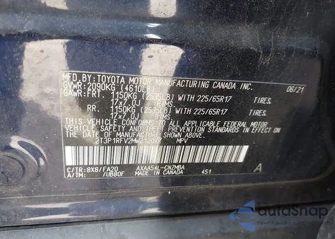 2021 Toyota Rav4 Xle from USA, damaged, VIN 2T3P1RFV2MW212077